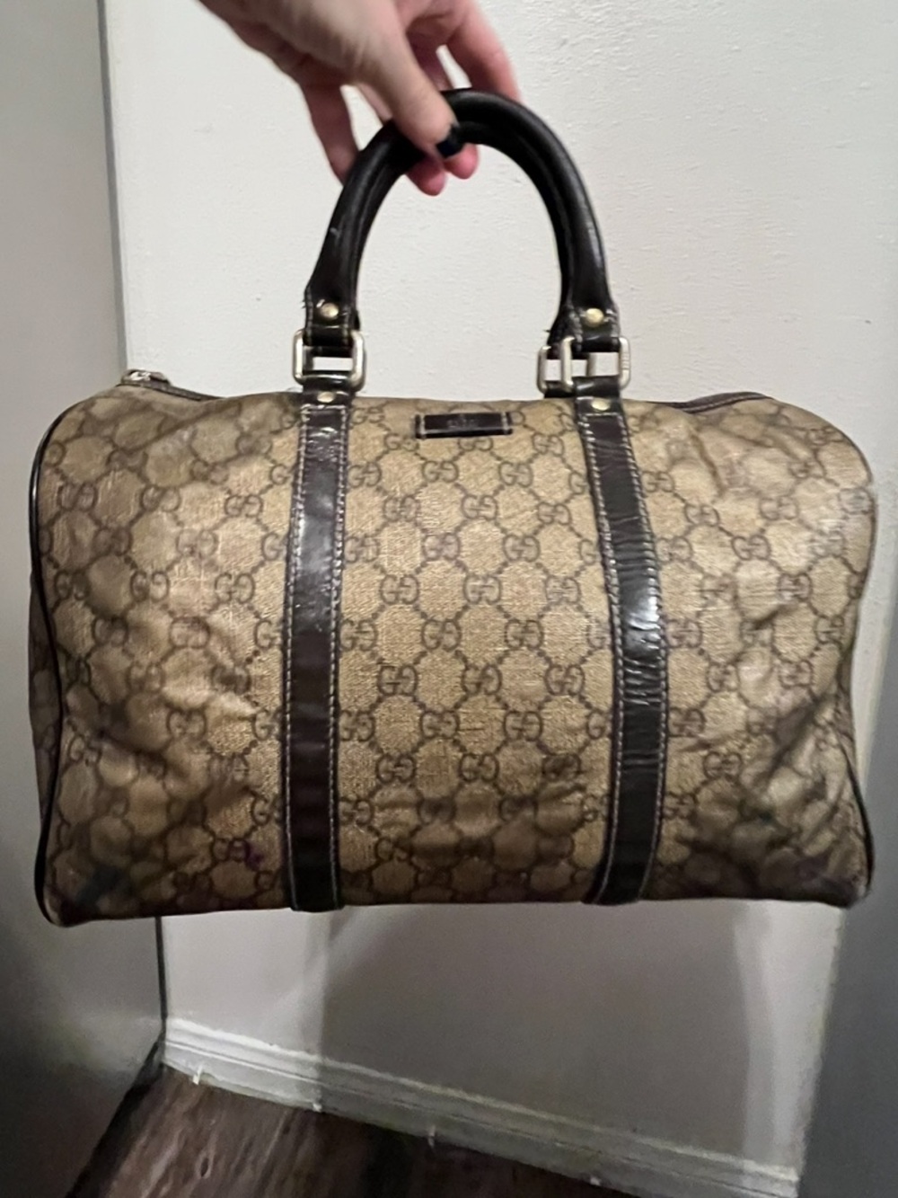 GUCCI Joy Boston Bag GG Monogram Vintage Beige & Brown